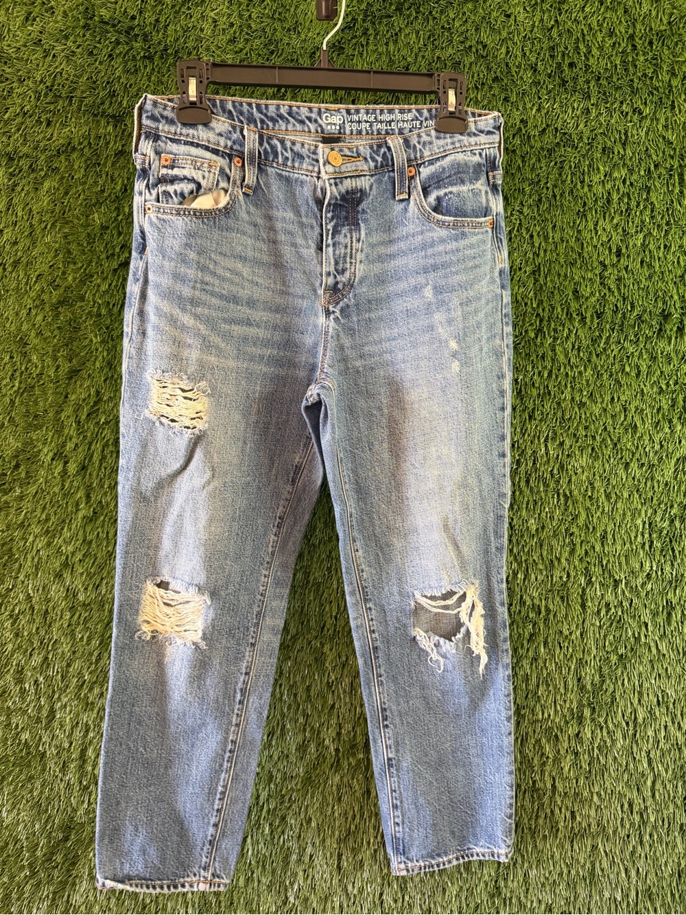 GAP Distressed Boyfriend Jeans in Light Blue Wash